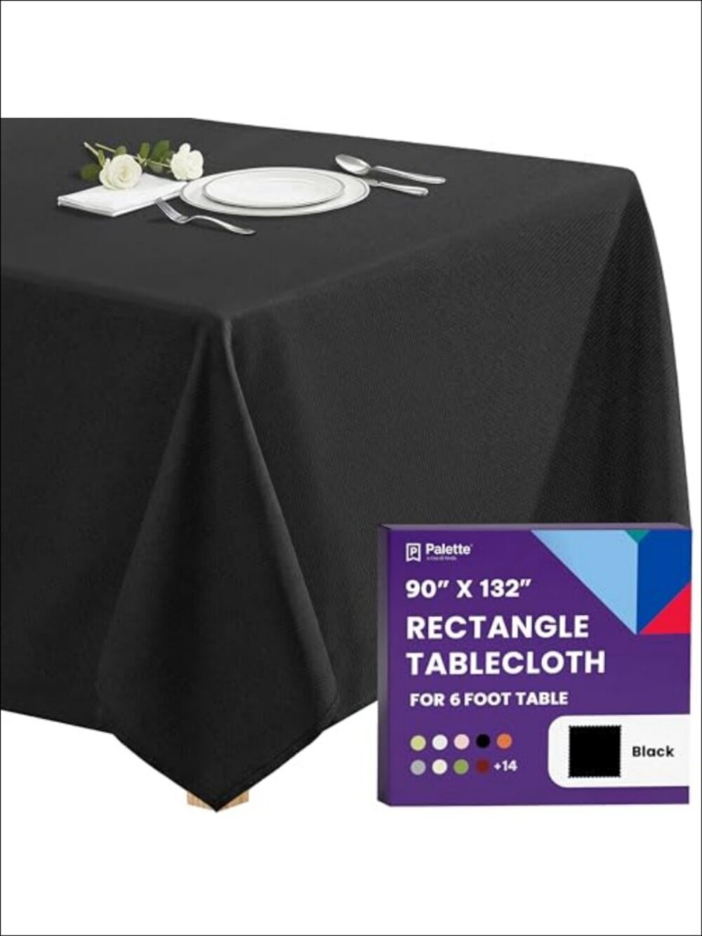 Polyester Tablecloth 90x132 Inch Rectangular Floor-Length Drop for 6 Foot Table